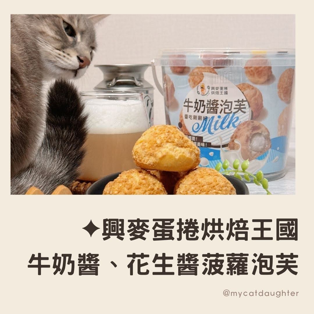 興麥蛋捲烘焙王國-牛奶醬菠蘿泡芙、花生醬菠蘿泡芙-辦公室團購美食推薦-彰化伴手禮推薦-觀光工廠推薦-泡芙推薦-LuLu麻麻開箱